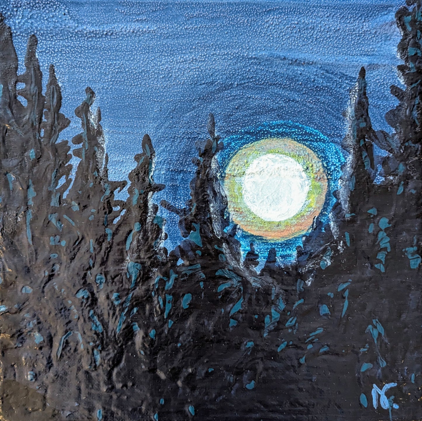 AVAILABLE - Haloed Moon 10x10"